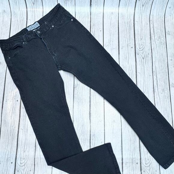 Paper Denim & Cloth Jeans Mens 33x32 Black Dark Wash Cotton Blend Straight Fit - Picture 1 of 3